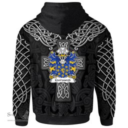 ScotsTee Shop Welsh Gwrwared AP GWILYM Coat of Arms Family Crest Wales Hoodie Cymru Dragon With Celtic Cross Black Hoodie