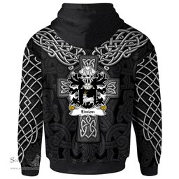 ScotsTee Shop Welsh Einion AP CELYNIN of Llwydiarth Coat of Arms Family Crest Wales Hoodie Cymru Dragon With Celtic Cross Black Hoodie