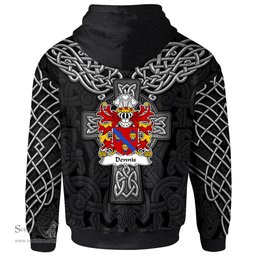 ScotsTee Shop Welsh Dennis or DENNYS DENEYS Glamorgan Coat of Arms Family Crest Wales Hoodie Cymru Dragon With Celtic Cross Black Hoodie