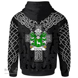 ScotsTee Shop Welsh Cynwrig FYCHAN or CWNWS DDU Coat of Arms Family Crest Wales Hoodie Cymru Dragon With Celtic Cross Black Hoodie