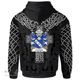 ScotsTee Shop Welsh Cwrtais Courteys Curthoyse Curtis Coat of Arms Family Crest Wales Hoodie Cymru Dragon With Celtic Cross Black Hoodie