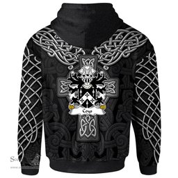 ScotsTee Shop Welsh Coys of Great Llanmelin Monmouthshire Coat of Arms Family Crest Wales Hoodie Cymru Dragon With Celtic Cross Black Hoodie