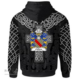 ScotsTee Shop Welsh Clifford of Herefordshire Coat of Arms Family Crest Wales Hoodie Cymru Dragon With Celtic Cross Black Hoodie