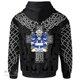 ScotsTee Shop Welsh Ernulph of Brynbuga Monmouthshire Coat of Arms Family Crest Wales Hoodie Cymru Dragon With Celtic Cross Black Hoodie