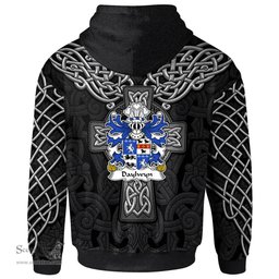 ScotsTee Shop Welsh Daylwyn or Bushe Coat of Arms Family Crest Wales Hoodie Cymru Dragon With Celtic Cross Black Hoodie