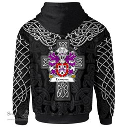 ScotsTee Shop Welsh Exmewe of Ruthin Denbighshire Coat of Arms Family Crest Wales Hoodie Cymru Dragon With Celtic Cross Black Hoodie