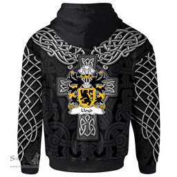 ScotsTee Shop Welsh Lloyd of Breconshire Coat of Arms Family Crest Wales Hoodie Cymru Dragon With Celtic Cross Black Hoodie