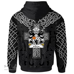 ScotsTee Shop Welsh Jeffreys of Abercynrig Breconshire Coat of Arms Family Crest Wales Hoodie Cymru Dragon With Celtic Cross Black Hoodie