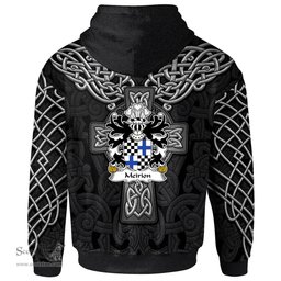 ScotsTee Shop Welsh Meirion MEIRIONNYDD Coat of Arms Family Crest Wales Hoodie Cymru Dragon With Celtic Cross Black Hoodie