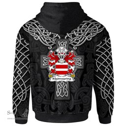 ScotsTee Shop Welsh Mainwaring branches in North Wales Coat of Arms Family Crest Wales Hoodie Cymru Dragon With Celtic Cross Black Hoodie