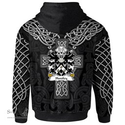 ScotsTee Shop Welsh Huntley of Hadnock Monmouthshire Coat of Arms Family Crest Wales Hoodie Cymru Dragon With Celtic Cross Black Hoodie