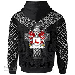 ScotsTee Shop Welsh Maenyrch lord of Brecon Coat of Arms Family Crest Wales Hoodie Cymru Dragon With Celtic Cross Black Hoodie