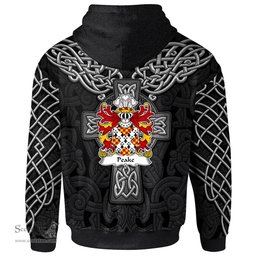 ScotsTee Shop Welsh Peake or Pec Denbighshire Coat of Arms Family Crest Wales Hoodie Cymru Dragon With Celtic Cross Black Hoodie