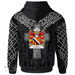 ScotsTee Shop Welsh Longford of Pembrokeshire Coat of Arms Family Crest Wales Hoodie Cymru Dragon With Celtic Cross Black Hoodie