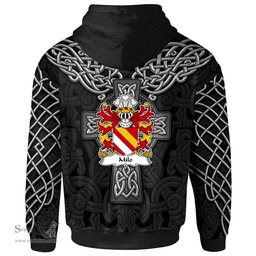 ScotsTee Shop Welsh Milo FITZWALTER Earl of Hereford Coat of Arms Family Crest Wales Hoodie Cymru Dragon With Celtic Cross Black Hoodie