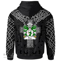 ScotsTee Shop Welsh Rhys GOCH OF YSTRAD YW Coat of Arms Family Crest Wales Hoodie Cymru Dragon With Celtic Cross Black Hoodie