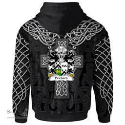 ScotsTee Shop Welsh Prichard Parson of Denbighshire Coat of Arms Family Crest Wales Hoodie Cymru Dragon With Celtic Cross Black Hoodie
