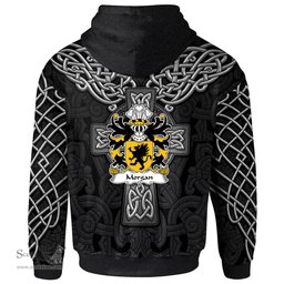 ScotsTee Shop Welsh Morgan AP LLYWELYN of Tredegar Monmouthsire Coat of Arms Family Crest Wales Hoodie Cymru Dragon With Celtic Cross Black Hoodie
