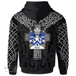 ScotsTee Shop Welsh Hooks of Conwy Caernarfonshire Coat of Arms Family Crest Wales Hoodie Cymru Dragon With Celtic Cross Black Hoodie