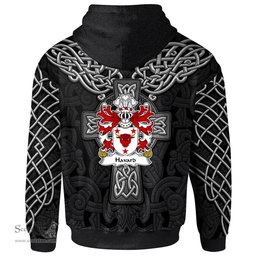 ScotsTee Shop Welsh Havard of Pontwilym Breconshire Coat of Arms Family Crest Wales Hoodie Cymru Dragon With Celtic Cross Black Hoodie