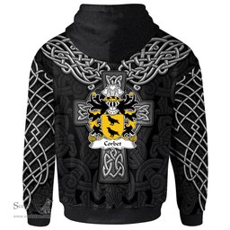 ScotsTee Shop Welsh Corbet of Cawrse Montgomeryshire Coat of Arms Family Crest Wales Hoodie Cymru Dragon With Celtic Cross Black Hoodie