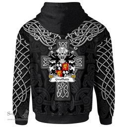 ScotsTee Shop Welsh Gruffudd FYCHAN Sir of Powys of Boniarth Coat of Arms Family Crest Wales Hoodie Cymru Dragon With Celtic Cross Black Hoodie
