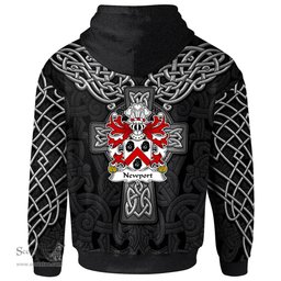 ScotsTee Shop Welsh Newport Sir Richard Shropshire Knighted 1560 Coat of Arms Family Crest Wales Hoodie Cymru Dragon With Celtic Cross Black Hoodie