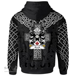 ScotsTee Shop Welsh Revell of Cilgerran Pembrokeshire Coat of Arms Family Crest Wales Hoodie Cymru Dragon With Celtic Cross Black Hoodie