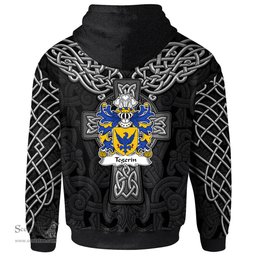 ScotsTee Shop Welsh Tegerin AP CARWED of Anglesey Coat of Arms Family Crest Wales Hoodie Cymru Dragon With Celtic Cross Black Hoodie