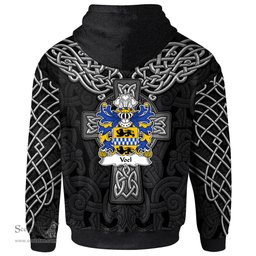 ScotsTee Shop Welsh Voel of Haverfordwest Pembrokeshire Coat of Arms Family Crest Wales Hoodie Cymru Dragon With Celtic Cross Black Hoodie