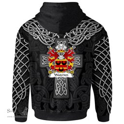 ScotsTee Shop Welsh Waterton of Herefordshire Coat of Arms Family Crest Wales Hoodie Cymru Dragon With Celtic Cross Black Hoodie