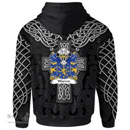 ScotsTee Shop Welsh Warren of Tre wern Nevern Pembrokeshire Coat of Arms Family Crest Wales Hoodie Cymru Dragon With Celtic Cross Black Hoodie
