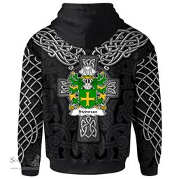 ScotsTee Shop Welsh Stedman of Cardiganshire Coat of Arms Family Crest Wales Hoodie Cymru Dragon With Celtic Cross Black Hoodie