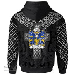 ScotsTee Shop Welsh Sarnesfield of Herefordshire Coat of Arms Family Crest Wales Hoodie Cymru Dragon With Celtic Cross Black Hoodie