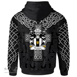 ScotsTee Shop Welsh Twiston of Denbighshire Coat of Arms Family Crest Wales Hoodie Cymru Dragon With Celtic Cross Black Hoodie
