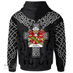ScotsTee Shop Welsh Sankey of Conwy Coat of Arms Family Crest Wales Hoodie Cymru Dragon With Celtic Cross Black Hoodie