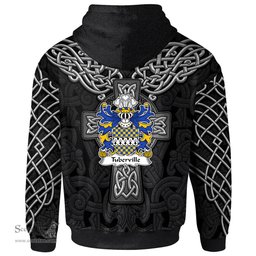 ScotsTee Shop Welsh Tuberville of Coetry Glamorgan Coat of Arms Family Crest Wales Hoodie Cymru Dragon With Celtic Cross Black Hoodie