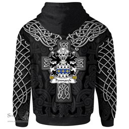 ScotsTee Shop Welsh Penmarch of Penmark Castle South Glamorgan Coat of Arms Family Crest Wales Hoodie Cymru Dragon With Celtic Cross Black Hoodie