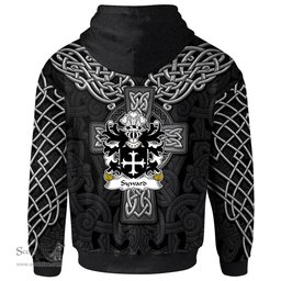 ScotsTee Shop Welsh Syward or Siward lord of Rhutin Glamorgan Coat of Arms Family Crest Wales Hoodie Cymru Dragon With Celtic Cross Black Hoodie