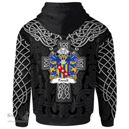 ScotsTee Shop Welsh Powell or POUUEL Sir Hywel ap Hywel Coat of Arms Family Crest Wales Hoodie Cymru Dragon With Celtic Cross Black Hoodie