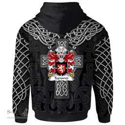 ScotsTee Shop Welsh Tegwared Y BAISWEN Coat of Arms Family Crest Wales Hoodie Cymru Dragon With Celtic Cross Black Hoodie