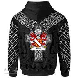 ScotsTee Shop Welsh Skull of Breconshire Coat of Arms Family Crest Wales Hoodie Cymru Dragon With Celtic Cross Black Hoodie