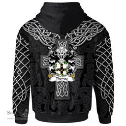 ScotsTee Shop Welsh Thomas of Caernarfonshire Coat of Arms Family Crest Wales Hoodie Cymru Dragon With Celtic Cross Black Hoodie