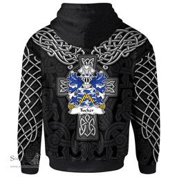 ScotsTee Shop Welsh Tucker of Sealyham Pembrokeshire Coat of Arms Family Crest Wales Hoodie Cymru Dragon With Celtic Cross Black Hoodie