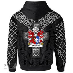 ScotsTee Shop Welsh Winston of Trewyn Monmouthshire Coat of Arms Family Crest Wales Hoodie Cymru Dragon With Celtic Cross Black Hoodie
