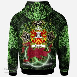 ScotsTee Shop Welsh Bangor ap Dafydd Bangor Coat of Arms Family Crest Wales Hoodie Wales Dragon with Celtic Cross Hoodie
