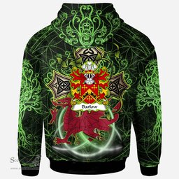 ScotsTee Shop Welsh Barlow of Slebech Coat of Arms Family Crest Wales Hoodie Wales Dragon with Celtic Cross Hoodie