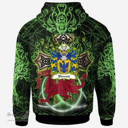 ScotsTee Shop Welsh Blewett Lords of Raglan Coat of Arms Family Crest Wales Hoodie Wales Dragon with Celtic Cross Hoodie