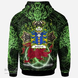 ScotsTee Shop Welsh Ardderch AP MOR AP TEGERIN Coat of Arms Family Crest Wales Hoodie Wales Dragon with Celtic Cross Hoodie