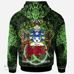 ScotsTee Shop Welsh Adam AP HYWEL Coat of Arms Family Crest Wales Hoodie Wales Dragon with Celtic Cross Hoodie